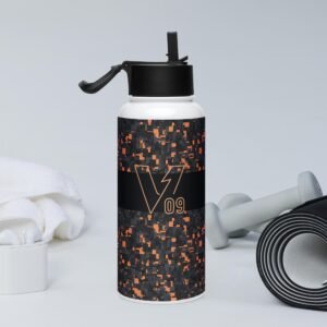 Stainless steel water bottle with a straw lid